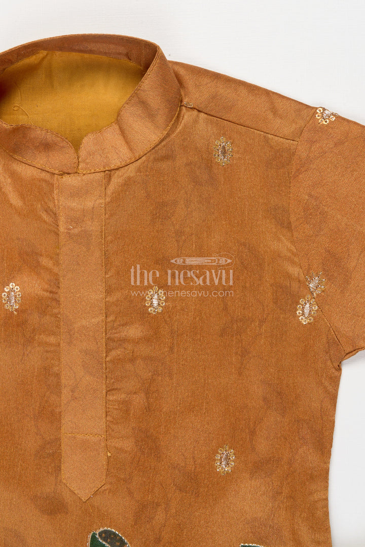 The Nesavu Boys Kurtha Set Traditional Boys Kurta Set for Poojas and Cultural Gatherings Nesavu Nesavu traditional boys kurta set embroidered motifs poojas school ethnic functions