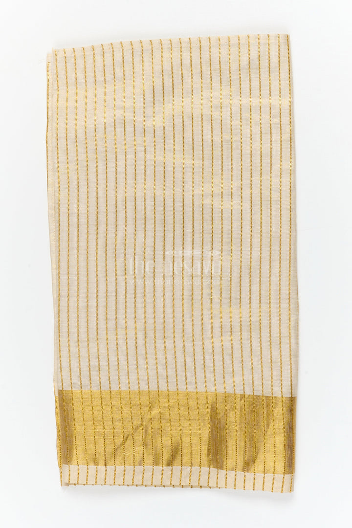 The Nesavu Boys Vesti Traditional Boys Vesti for Temple Visits and Festive Rituals Nesavu Nesavu traditional Kerala cotton boys vesti with gold stripes – ideal for temple visits and festive occasions