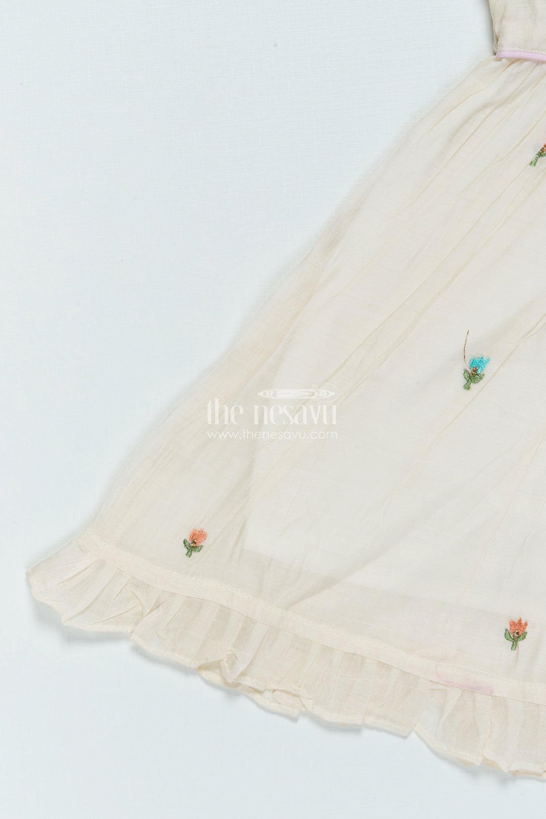 The Nesavu Girls Chanderi Frock Traditional Chanderi Frock for Baby Girls for Festivals and Naming Ceremony Nesavu Nesavu traditional chanderi frock baby girls embroidery naming ceremonies poojas