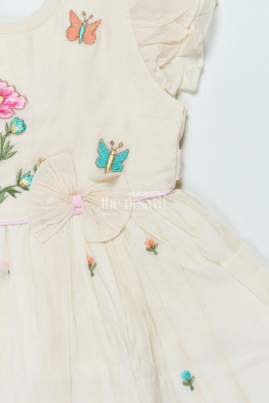 The Nesavu Girls Chanderi Frock Traditional Chanderi Frock for Baby Girls for Festivals and Naming Ceremony Nesavu Nesavu traditional chanderi frock baby girls embroidery naming ceremonies poojas