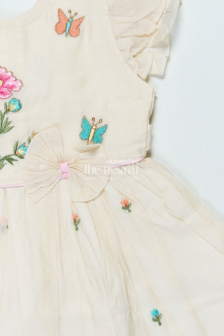 The Nesavu Girls Chanderi Frock Traditional Chanderi Frock for Baby Girls for Festivals and Naming Ceremony Nesavu Nesavu traditional chanderi frock baby girls embroidery naming ceremonies poojas