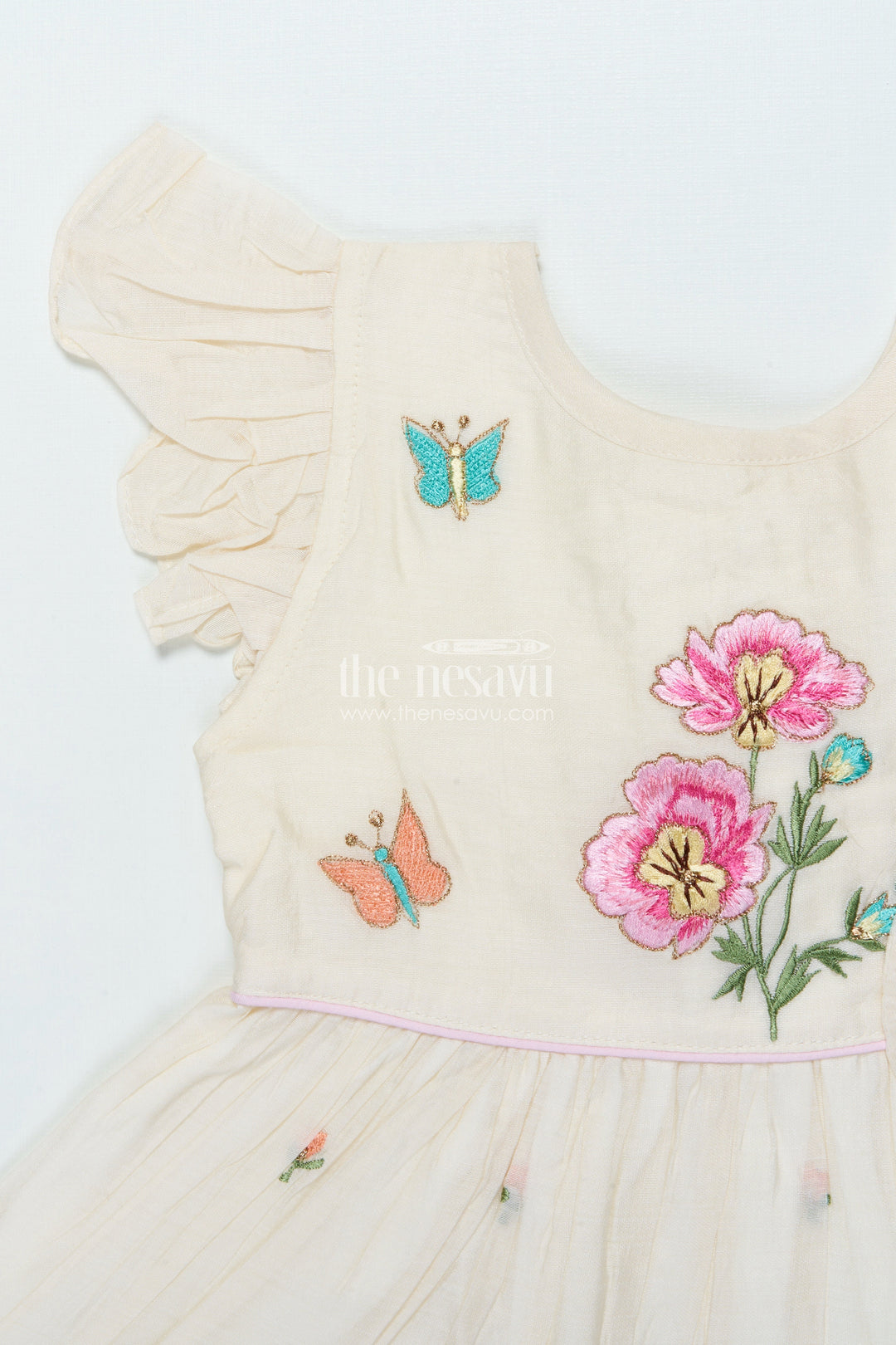 The Nesavu Girls Chanderi Frock Traditional Chanderi Frock for Baby Girls for Festivals and Naming Ceremony Nesavu Nesavu traditional chanderi frock baby girls embroidery naming ceremonies poojas