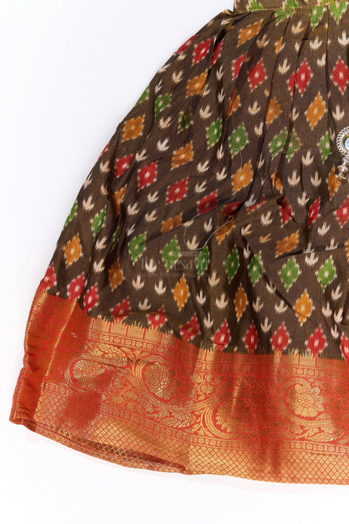 The Nesavu Girls Lehenga Choli Traditional Choli for Girls in Blended Silk with Ikat Design and Embroidered Details Nesavu Traditional Choli Girls Blended Silk Ikat Design Embroidered Details | The Nesavu