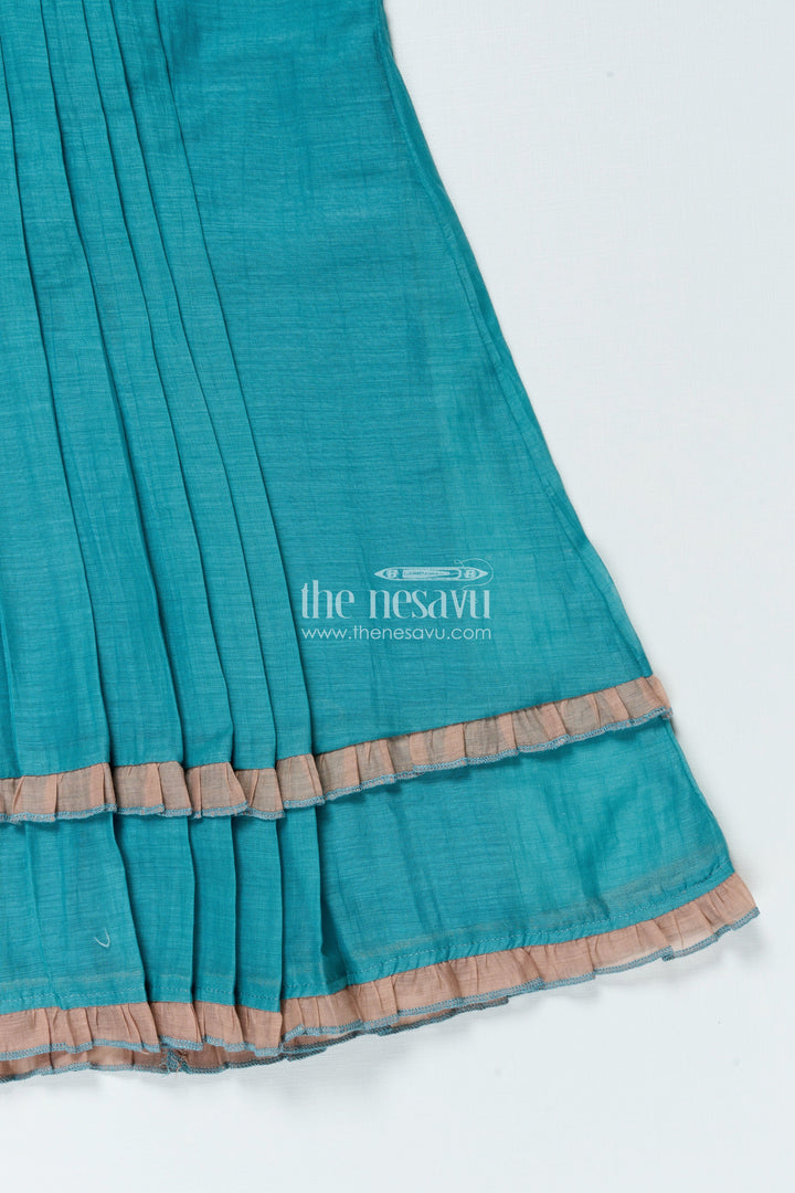 The Nesavu Girls Cotton Frock Traditional Cotton Frock for Girls for Dance Programs and Festive Functions Nesavu Nesavu traditional embroidered cotton frock girls festive wear dance events