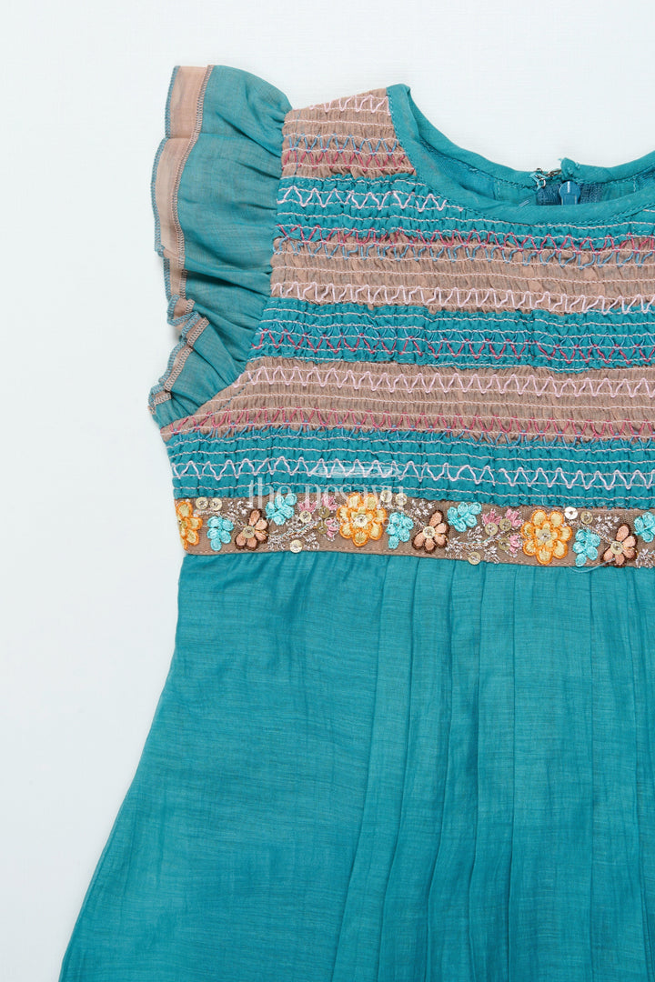 The Nesavu Girls Cotton Frock Traditional Cotton Frock for Girls for Dance Programs and Festive Functions Nesavu Nesavu traditional embroidered cotton frock girls festive wear dance events