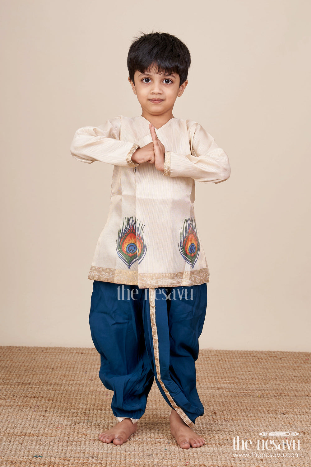 The Nesavu Boys Dothi Set Traditional Dhoti Kurta Set for Baby Boys Perfect for Weddings and Festivals Nesavu Traditional boys dhoti kurta set tissue silk  best weddings naming ceremonies