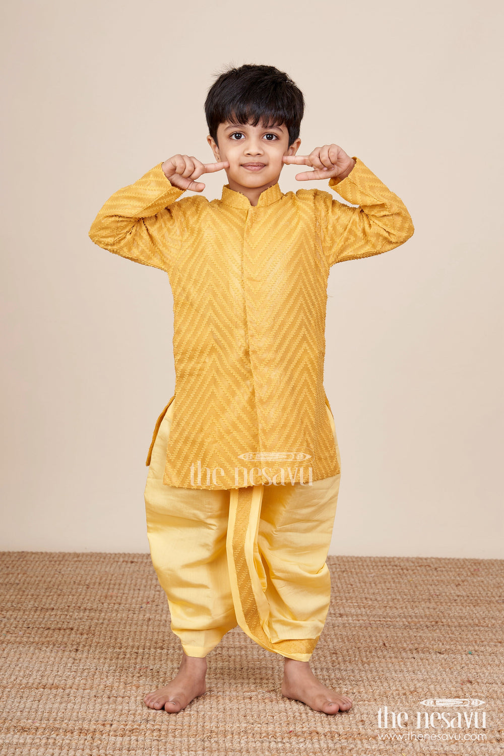 The Nesavu Boys Dothi Set Traditional Dothi Set for Toddler Boys Attending Pujas and Festivals Nesavu Nesavu traditional dothi kurta set toddler boys  perfect pujas functions cultural events