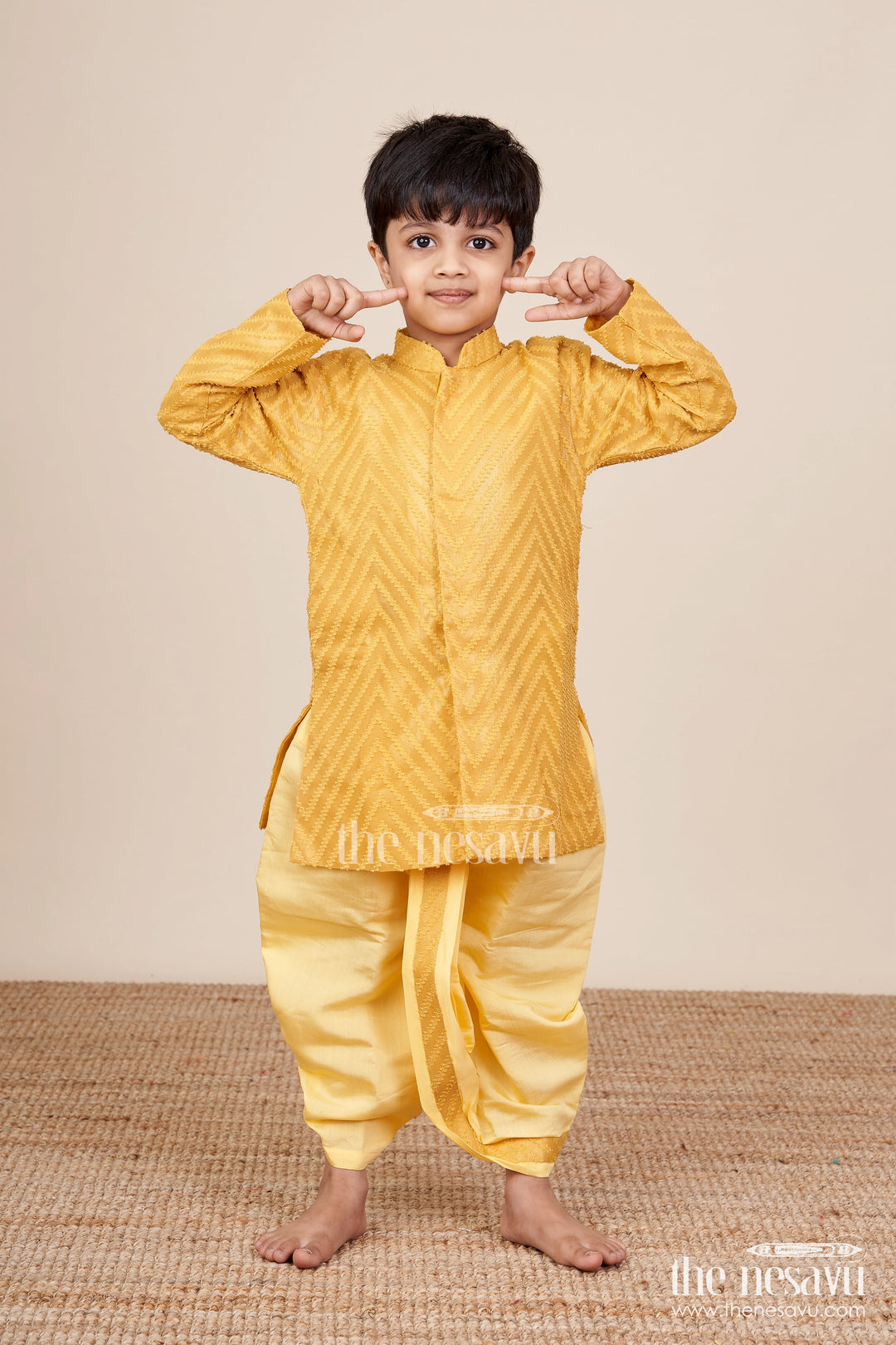 The Nesavu Boys Dothi Set Traditional Dothi Set for Toddler Boys Attending Pujas and Festivals Nesavu Nesavu traditional dothi kurta set toddler boys  perfect pujas functions cultural events