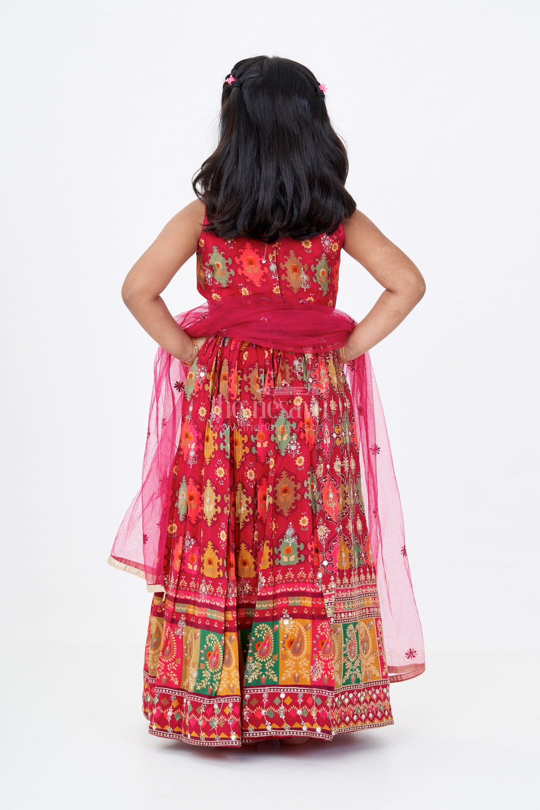 The Nesavu Girls Lehenga Choli Traditional Floral Lehenga Choli for Girls in Viscose Tissue with Intricate Embroidery Nesavu Floral Lehenga Choli Girls Viscose Tissue Intricate Embroidery | The Nesavu