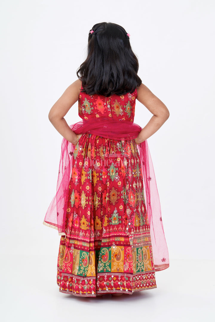The Nesavu Girls Lehenga Choli Traditional Floral Lehenga Choli for Girls in Viscose Tissue with Intricate Embroidery Nesavu Floral Lehenga Choli Girls Viscose Tissue Intricate Embroidery | The Nesavu