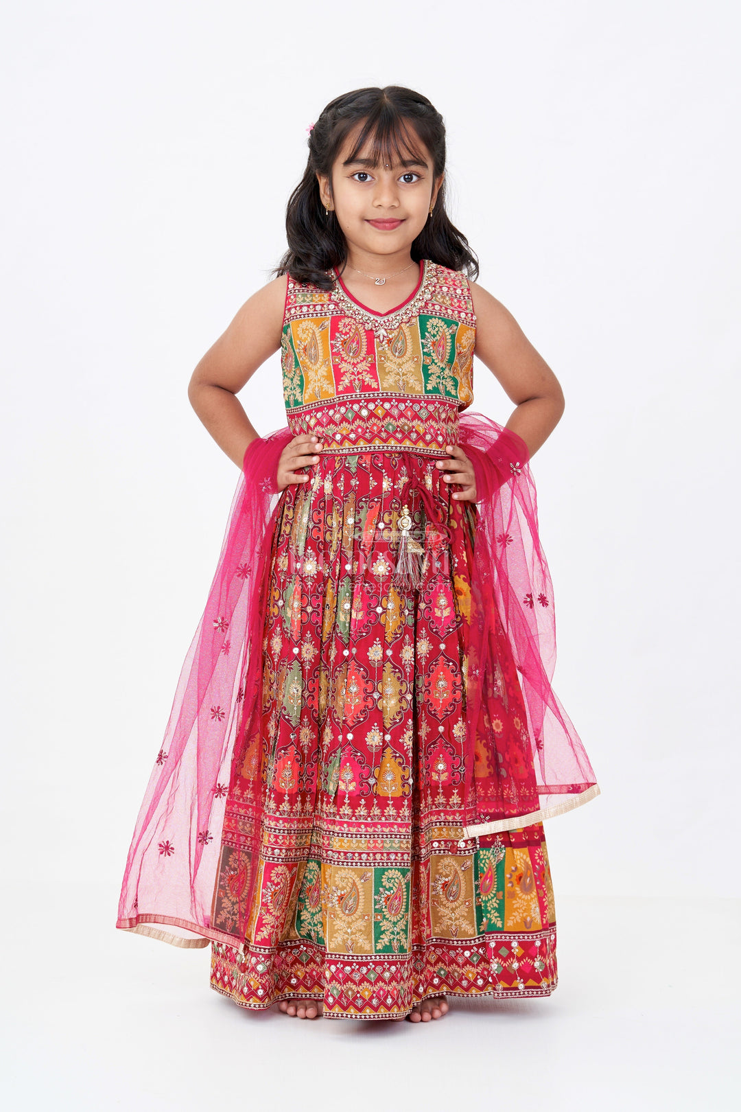 The Nesavu Girls Lehenga Choli Traditional Floral Lehenga Choli for Girls in Viscose Tissue with Intricate Embroidery Nesavu Floral Lehenga Choli Girls Viscose Tissue Intricate Embroidery | The Nesavu