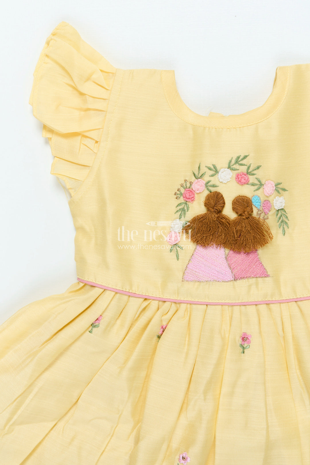 The Nesavu Girls Chanderi Frock Traditional Frock for Baby Girls for Festive Rituals and Temple Visits Nesavu Nesavu chanderi cotton frock baby girls embroidery festive rituals family occasions