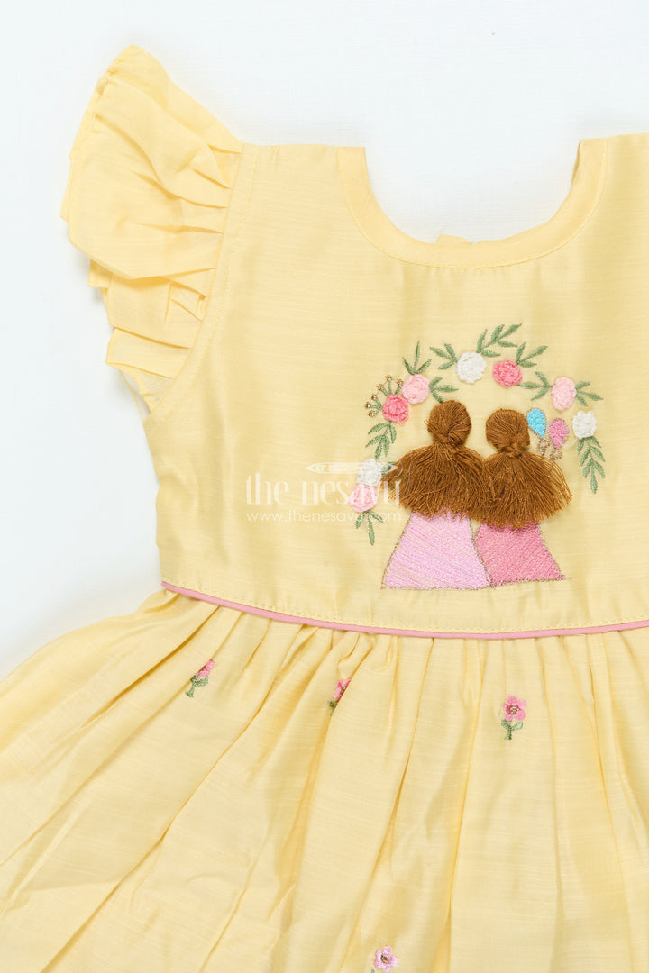 The Nesavu Girls Chanderi Frock Traditional Frock for Baby Girls for Festive Rituals and Temple Visits Nesavu Nesavu chanderi cotton frock baby girls embroidery festive rituals family occasions