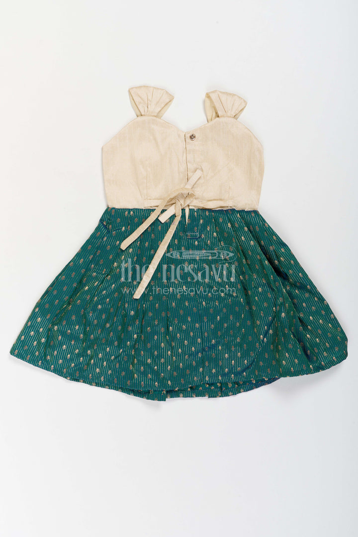 The Nesavu Silk Frock Traditional Frock for Girls in Green for Celebrations and Photos Nesavu Nesavu Traditional Frock For Girls In Green With Jacquard Weave