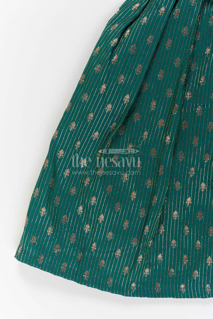 The Nesavu Silk Frock Traditional Frock for Girls in Green for Celebrations and Photos Nesavu Nesavu Traditional Frock For Girls In Green With Jacquard Weave