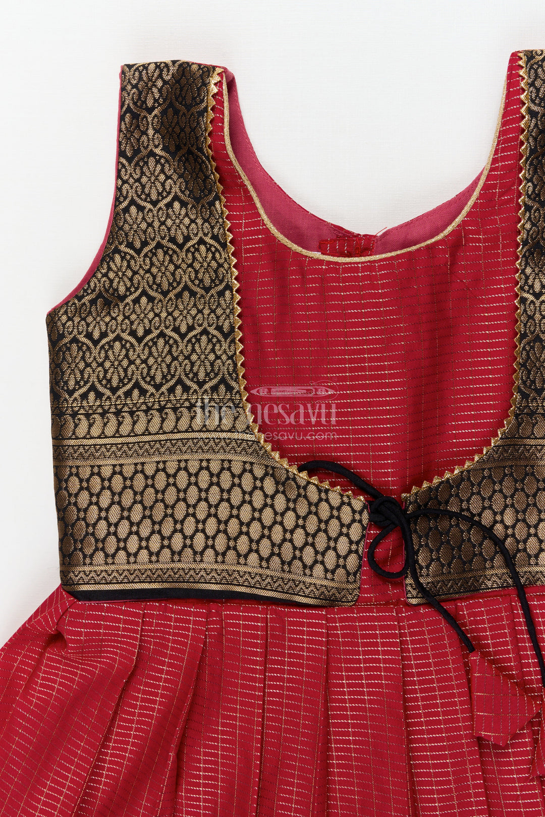 The Nesavu Girls Kanchi Silk Frock Traditional Frock for Toddler Girls Inspired by Kanchipuram Silk Sarees Nesavu Nesavu traditional silk frock for toddler girls with Kanchipuram saree inspired design