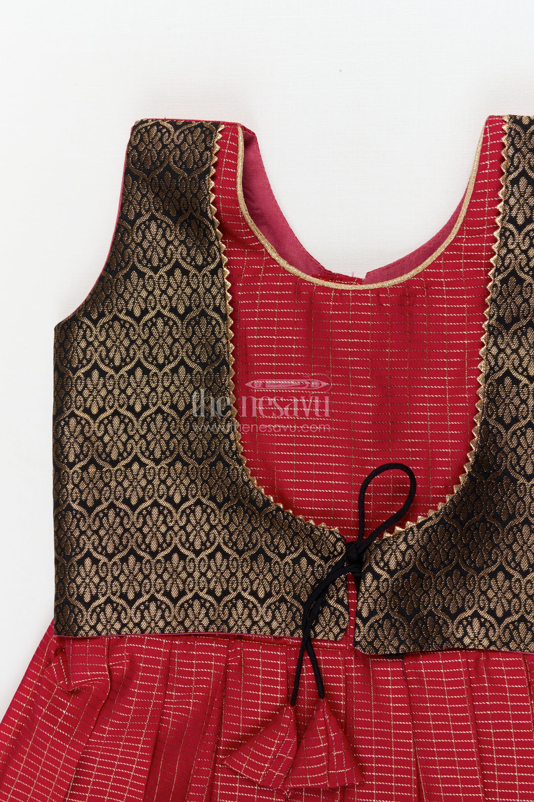 The Nesavu Girls Kanchi Silk Frock Traditional Frock for Toddler Girls Inspired by Kanchipuram Silk Sarees Nesavu Nesavu traditional silk frock for toddler girls with Kanchipuram saree inspired design