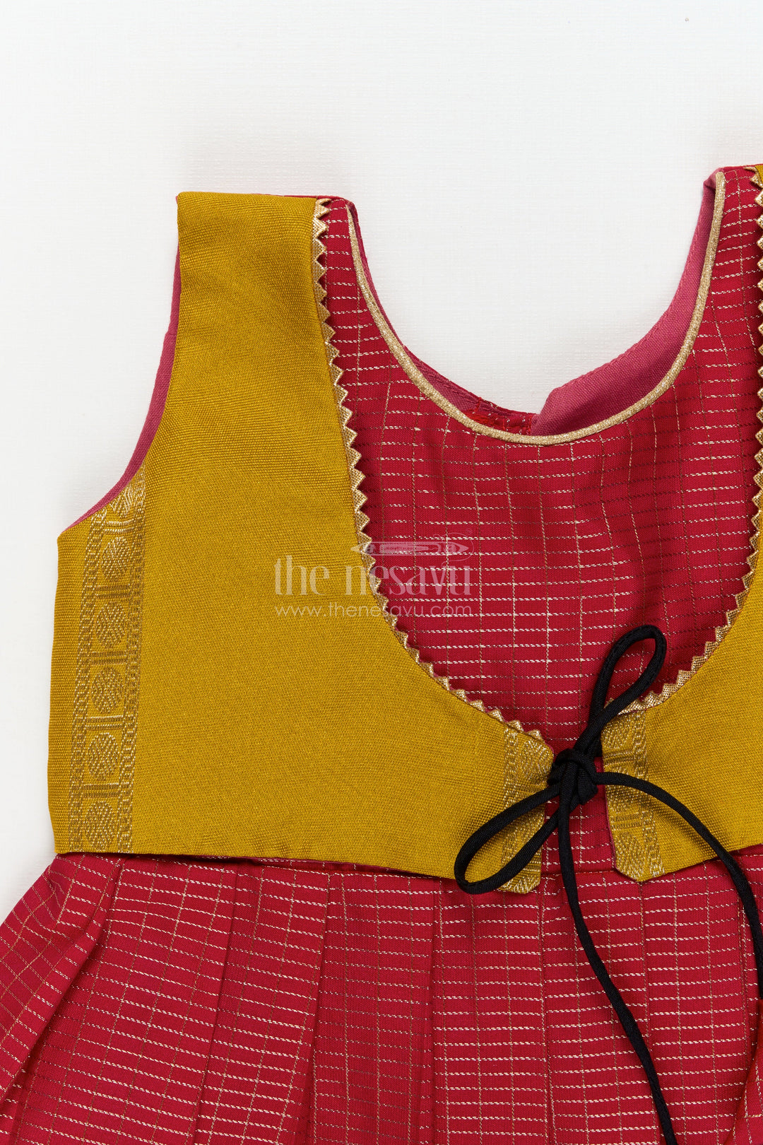 The Nesavu Girls Kanchi Silk Frock Traditional Frock for Toddler Girls Inspired by Kanchipuram Silk Sarees Nesavu Nesavu traditional silk frock for toddler girls with Kanchipuram saree inspired design