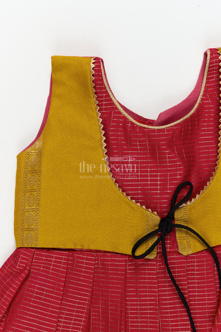 The Nesavu Girls Kanchi Silk Frock Traditional Frock for Toddler Girls Inspired by Kanchipuram Silk Sarees Nesavu Nesavu traditional silk frock for toddler girls with Kanchipuram saree inspired design