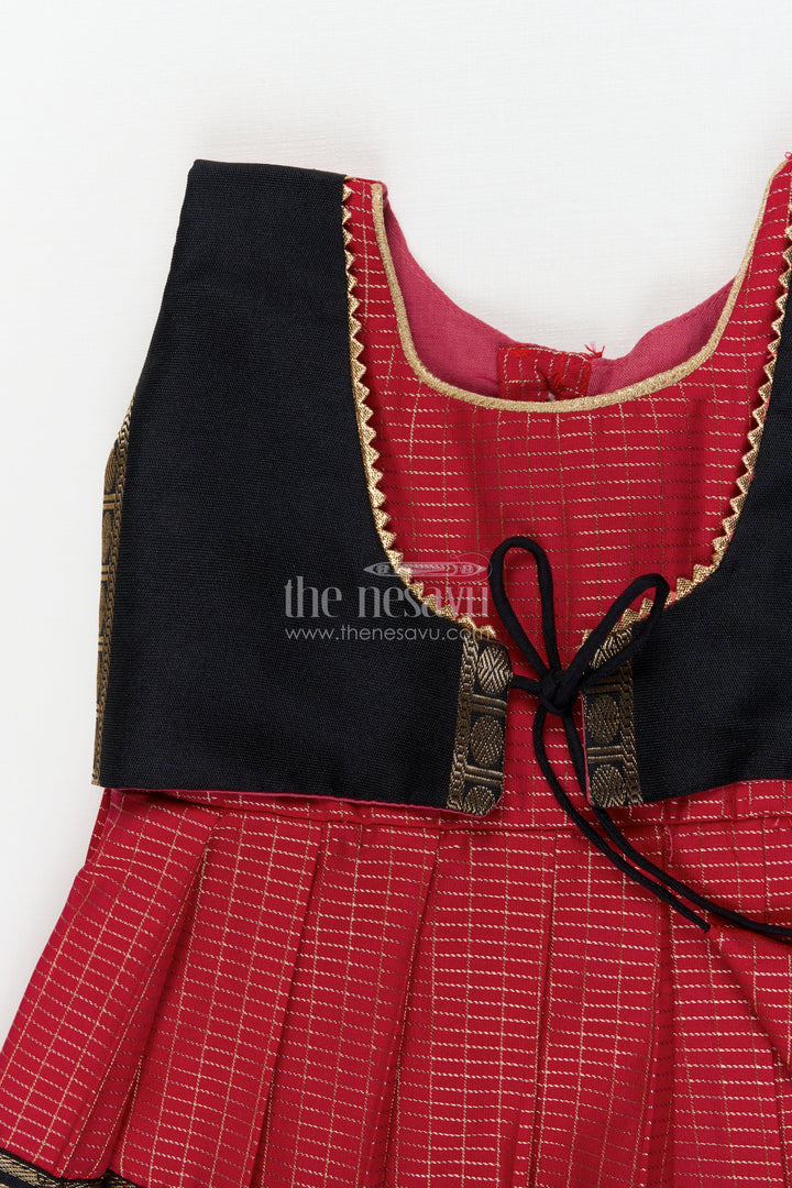 The Nesavu Girls Kanchi Silk Frock Traditional Frock for Toddler Girls Inspired by Kanchipuram Silk Sarees Nesavu Nesavu traditional silk frock for toddler girls with Kanchipuram saree inspired design