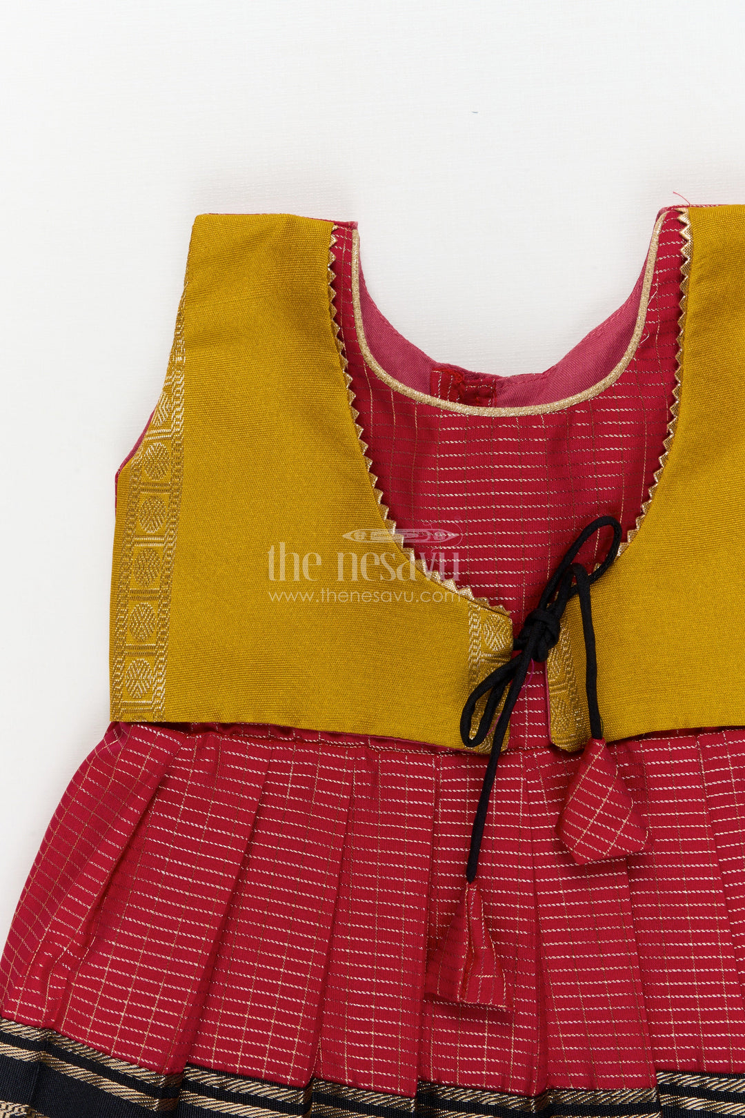 The Nesavu Girls Kanchi Silk Frock Traditional Frock for Toddler Girls Inspired by Kanchipuram Silk Sarees Nesavu Nesavu traditional silk frock for toddler girls with Kanchipuram saree inspired design