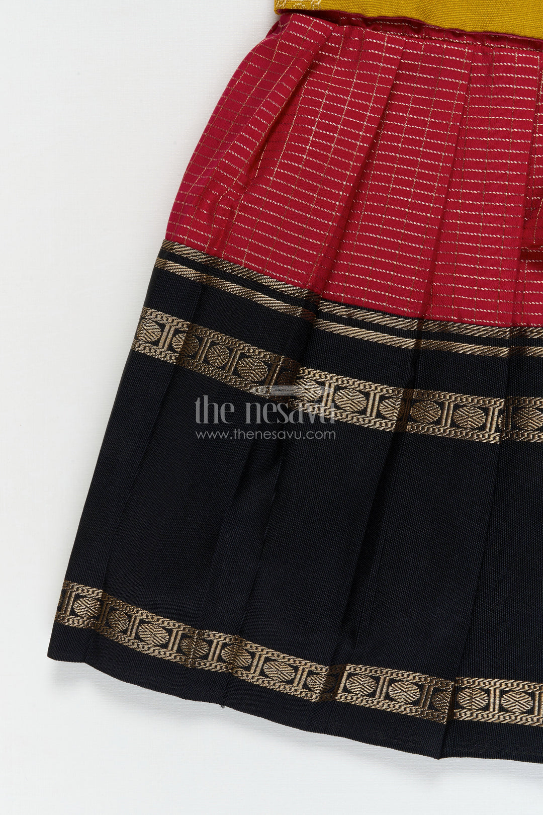 The Nesavu Girls Kanchi Silk Frock Traditional Frock for Toddler Girls Inspired by Kanchipuram Silk Sarees Nesavu Nesavu traditional silk frock for toddler girls with Kanchipuram saree inspired design