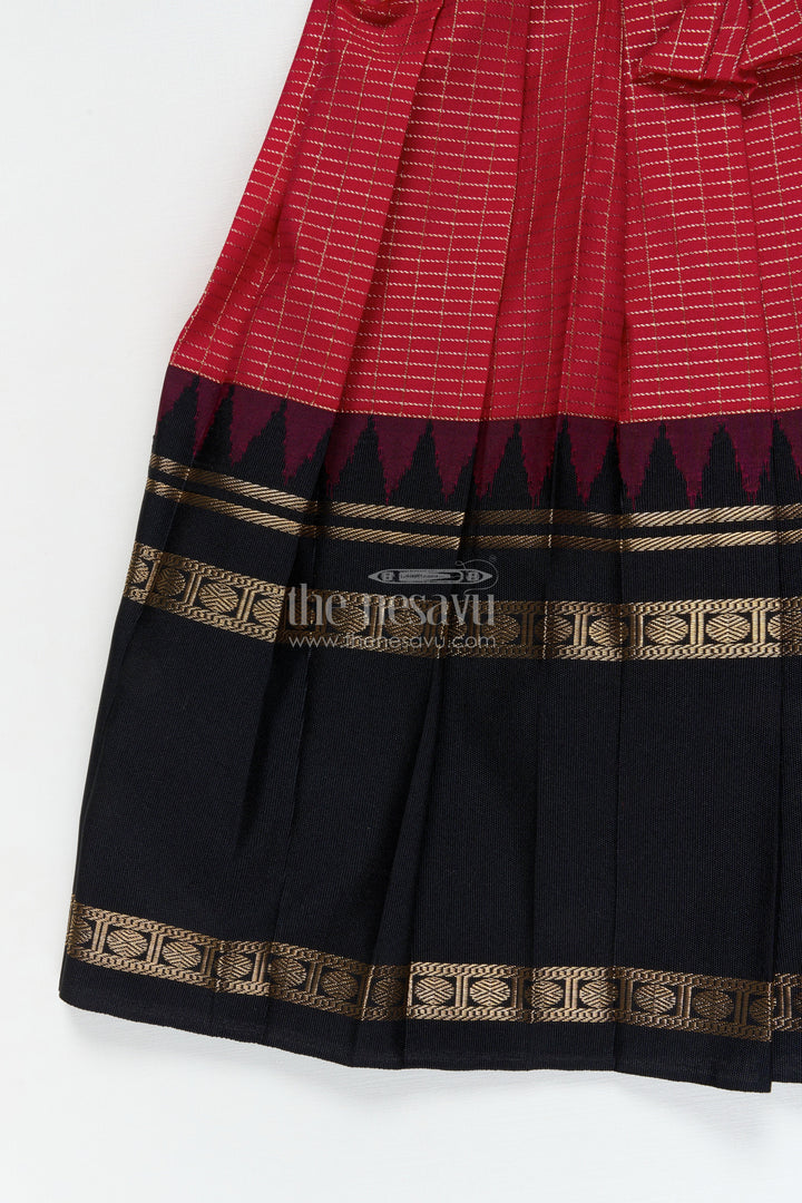 The Nesavu Girls Kanchi Silk Frock Traditional Frock for Toddler Girls Inspired by Kanchipuram Silk Sarees Nesavu Nesavu traditional silk frock for toddler girls with Kanchipuram saree inspired design