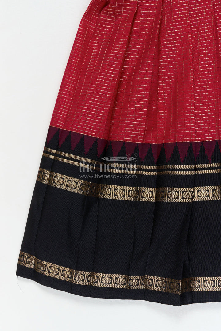 The Nesavu Girls Kanchi Silk Frock Traditional Frock for Toddler Girls Inspired by Kanchipuram Silk Sarees Nesavu Nesavu traditional silk frock for toddler girls with Kanchipuram saree inspired design