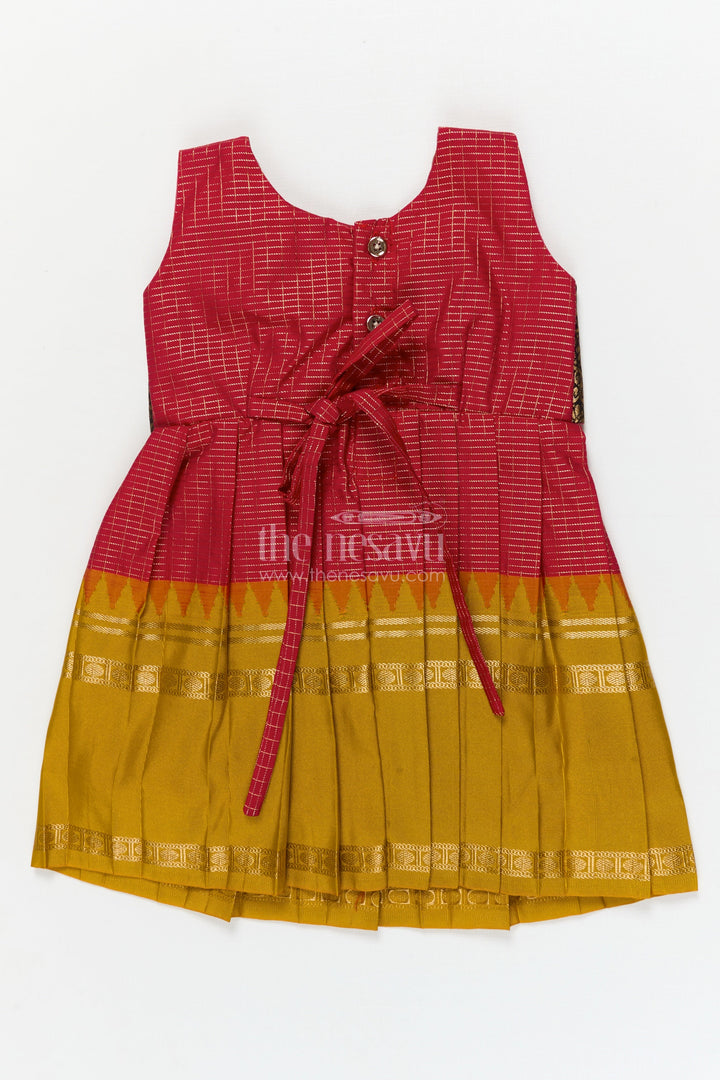 The Nesavu Girls Kanchi Silk Frock Traditional Frock for Toddler Girls Inspired by Kanchipuram Silk Sarees Nesavu Nesavu traditional silk frock for toddler girls with Kanchipuram saree inspired design