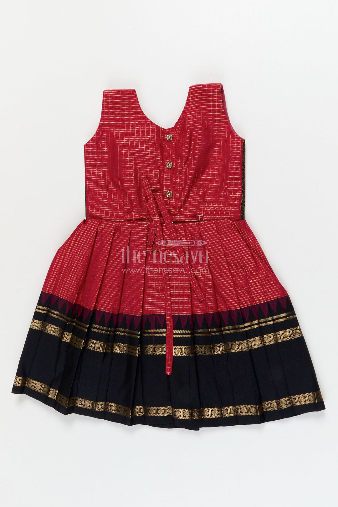 The Nesavu Girls Kanchi Silk Frock Traditional Frock for Toddler Girls Inspired by Kanchipuram Silk Sarees Nesavu Nesavu traditional silk frock for toddler girls with Kanchipuram saree inspired design