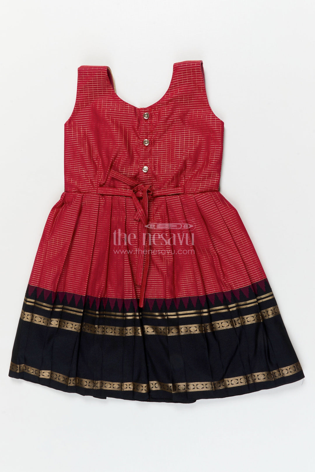 The Nesavu Girls Kanchi Silk Frock Traditional Frock for Toddler Girls Inspired by Kanchipuram Silk Sarees Nesavu Nesavu traditional silk frock for toddler girls with Kanchipuram saree inspired design