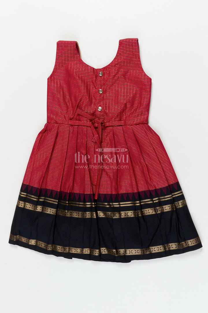 The Nesavu Girls Kanchi Silk Frock Traditional Frock for Toddler Girls Inspired by Kanchipuram Silk Sarees Nesavu Nesavu traditional silk frock for toddler girls with Kanchipuram saree inspired design