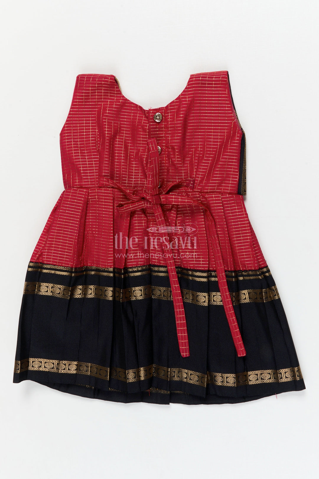 The Nesavu Girls Kanchi Silk Frock Traditional Frock for Toddler Girls Inspired by Kanchipuram Silk Sarees Nesavu Nesavu traditional silk frock for toddler girls with Kanchipuram saree inspired design