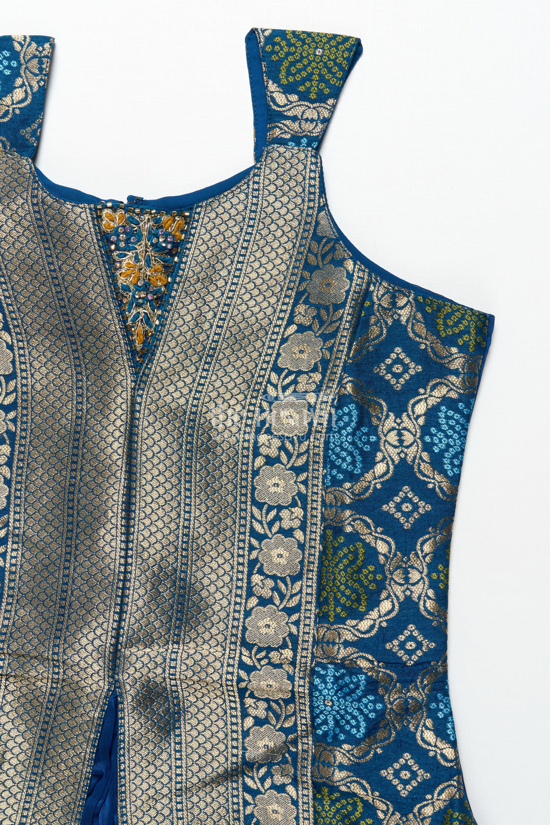 The Nesavu Girls Sharara / Plazo Set Traditional Girls Ethnic Set with Sleeveless Blouse and Flared Pants Nesavu Nesavu girls ethnic palazzo set jacquard blouse weddings cultural events