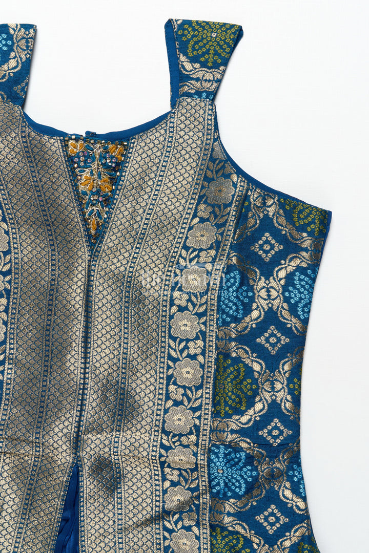 The Nesavu Girls Sharara / Plazo Set Traditional Girls Ethnic Set with Sleeveless Blouse and Flared Pants Nesavu Nesavu girls ethnic palazzo set jacquard blouse weddings cultural events