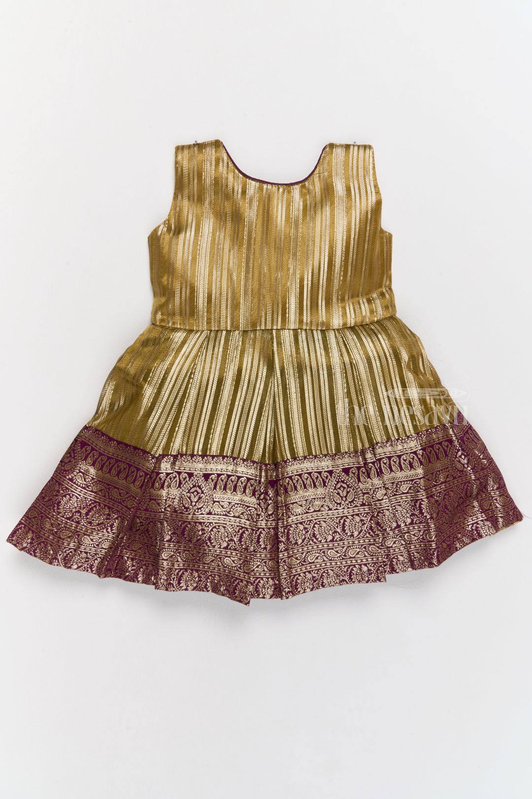 The Nesavu Silk Party Frock Traditional Girls Silk Party Frock with Gold Zari Skirt and Embroidered Shrug Nesavu Traditional Girls Silk Frock Gold Zari Design Embroidered Shrug Nesavu