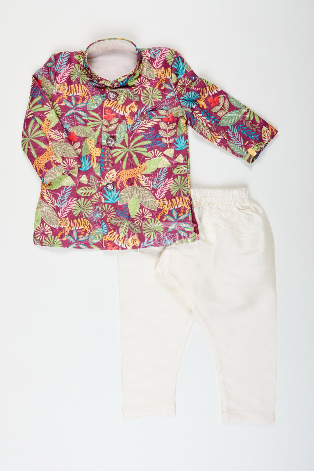 The Nesavu Boys Dothi Set Traditional kurta and dhoti set for toddler boys festive wear Nesavu 12 (3M) / Multicolor BES802B-12 Nesavu boys digital printed kurta dhoti set traditional birthdays festive functions