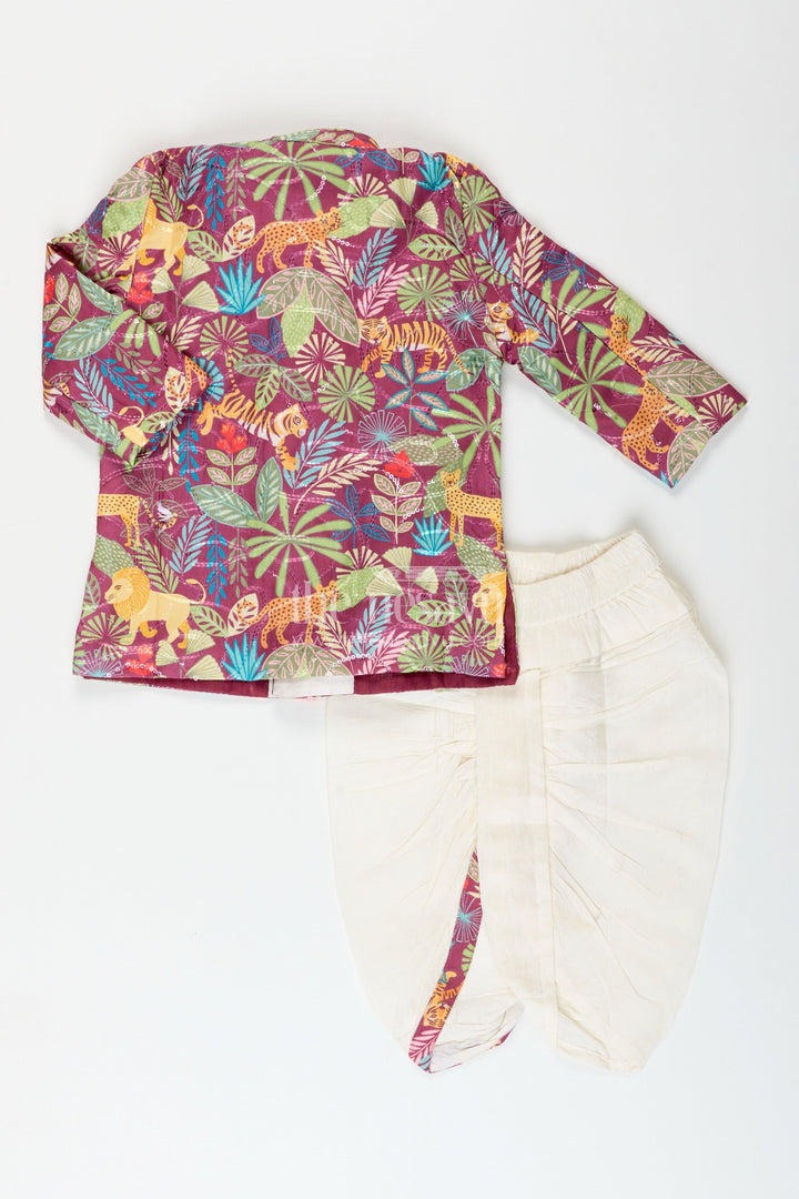 The Nesavu Boys Dothi Set Traditional kurta and dhoti set for toddler boys festive wear Nesavu Nesavu boys digital printed kurta dhoti set traditional birthdays festive functions
