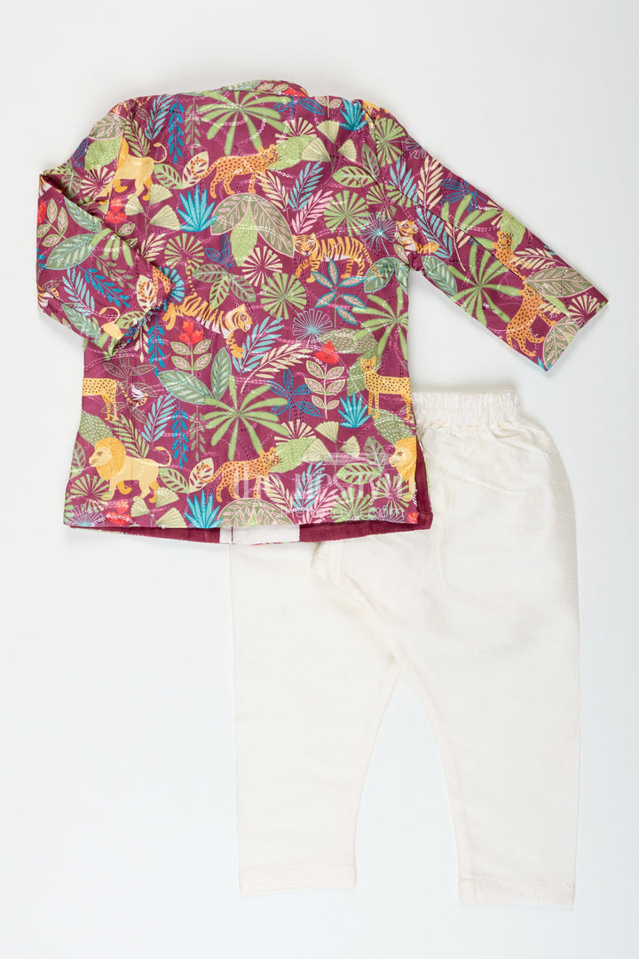 The Nesavu Boys Dothi Set Traditional kurta and dhoti set for toddler boys festive wear Nesavu Nesavu boys digital printed kurta dhoti set traditional birthdays festive functions