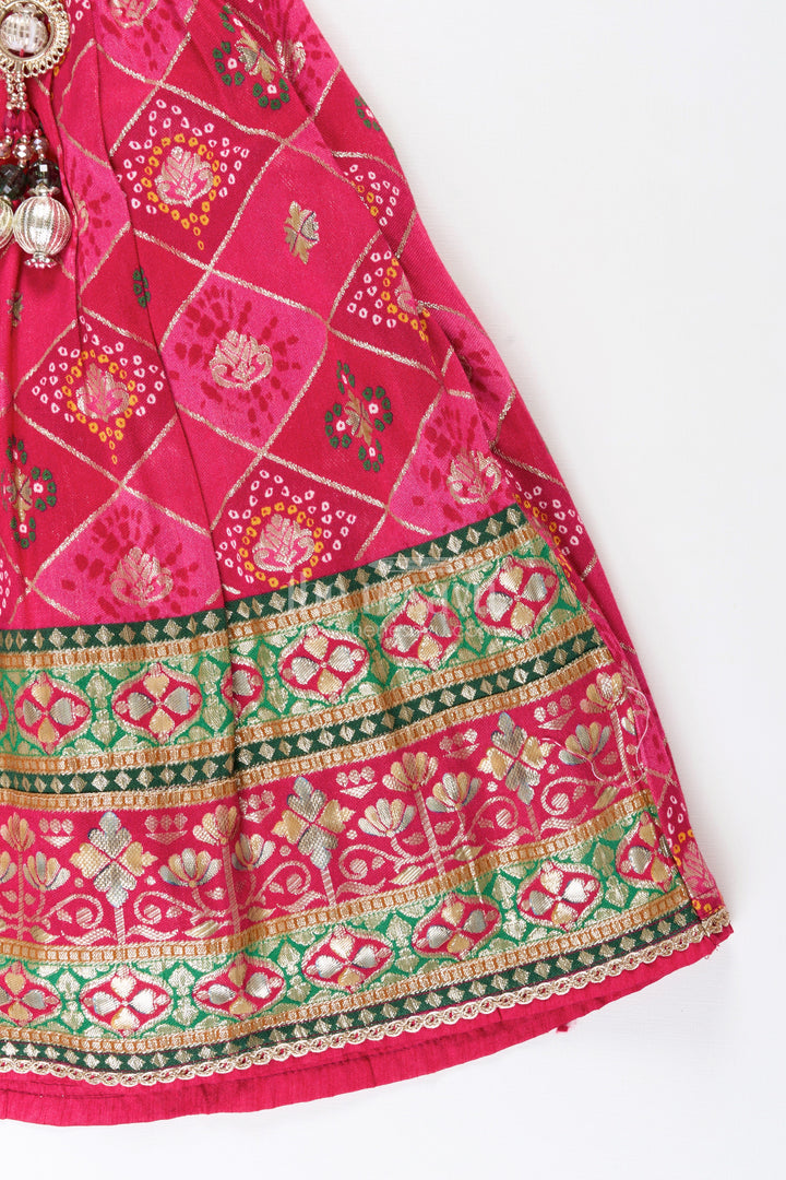 The Nesavu Girls Lehenga Choli Traditional lehenga choli for toddler girls for weddings and festive celebrations Nesavu Nesavu jacquard silk lehenga choli toddler girls big border  ideal weddings Diwali parties