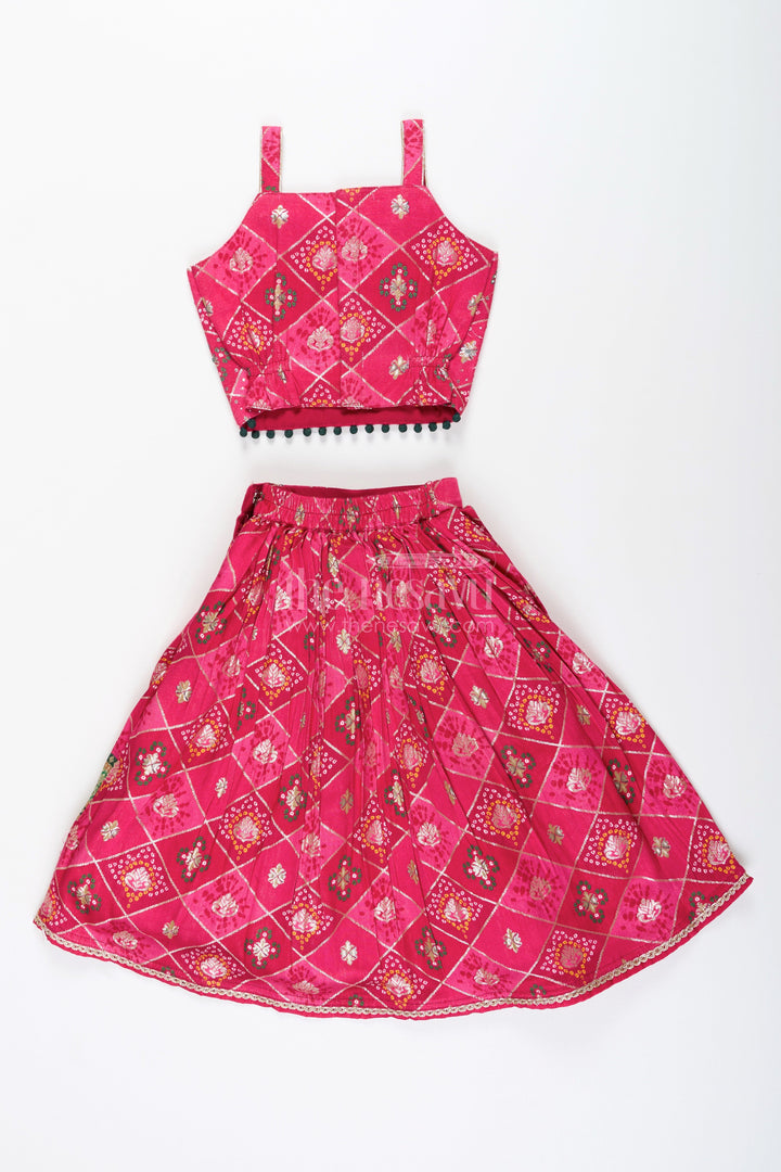 The Nesavu Girls Lehenga Choli Traditional lehenga choli for toddler girls for weddings and festive celebrations Nesavu Nesavu jacquard silk lehenga choli toddler girls big border  ideal weddings Diwali parties