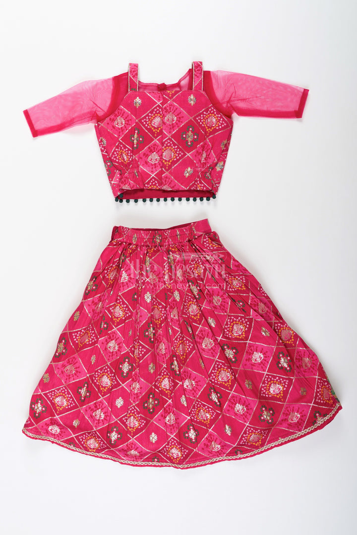 The Nesavu Girls Lehenga Choli Traditional lehenga choli for toddler girls for weddings and festive celebrations Nesavu Nesavu jacquard silk lehenga choli toddler girls big border  ideal weddings Diwali parties