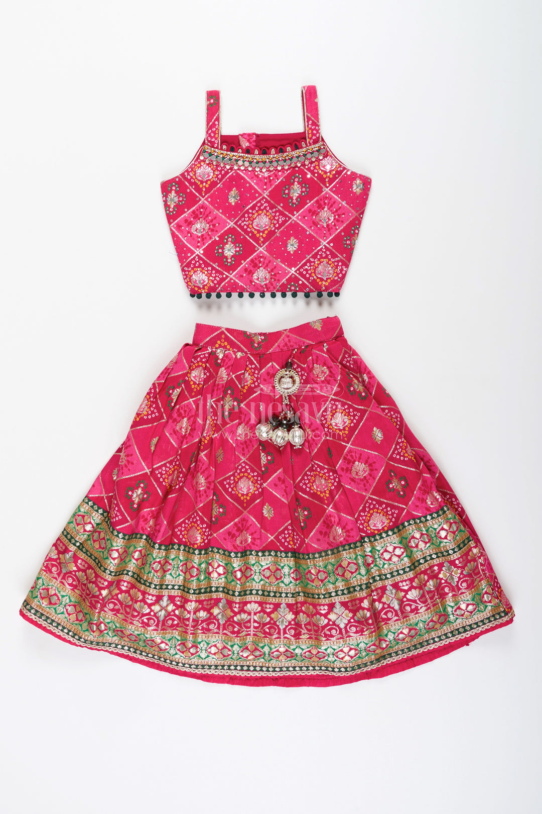 The Nesavu Girls Lehenga Choli Traditional lehenga choli for toddler girls for weddings and festive celebrations Nesavu Nesavu jacquard silk lehenga choli toddler girls big border  ideal weddings Diwali parties