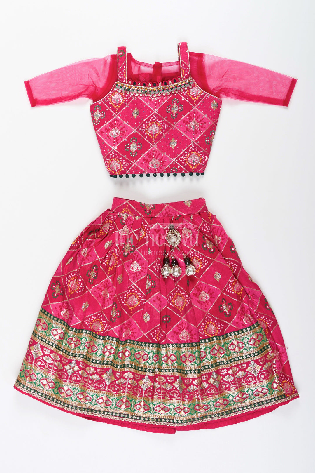 The Nesavu Girls Lehenga Choli Traditional lehenga choli for toddler girls for weddings and festive celebrations Nesavu Nesavu jacquard silk lehenga choli toddler girls big border  ideal weddings Diwali parties