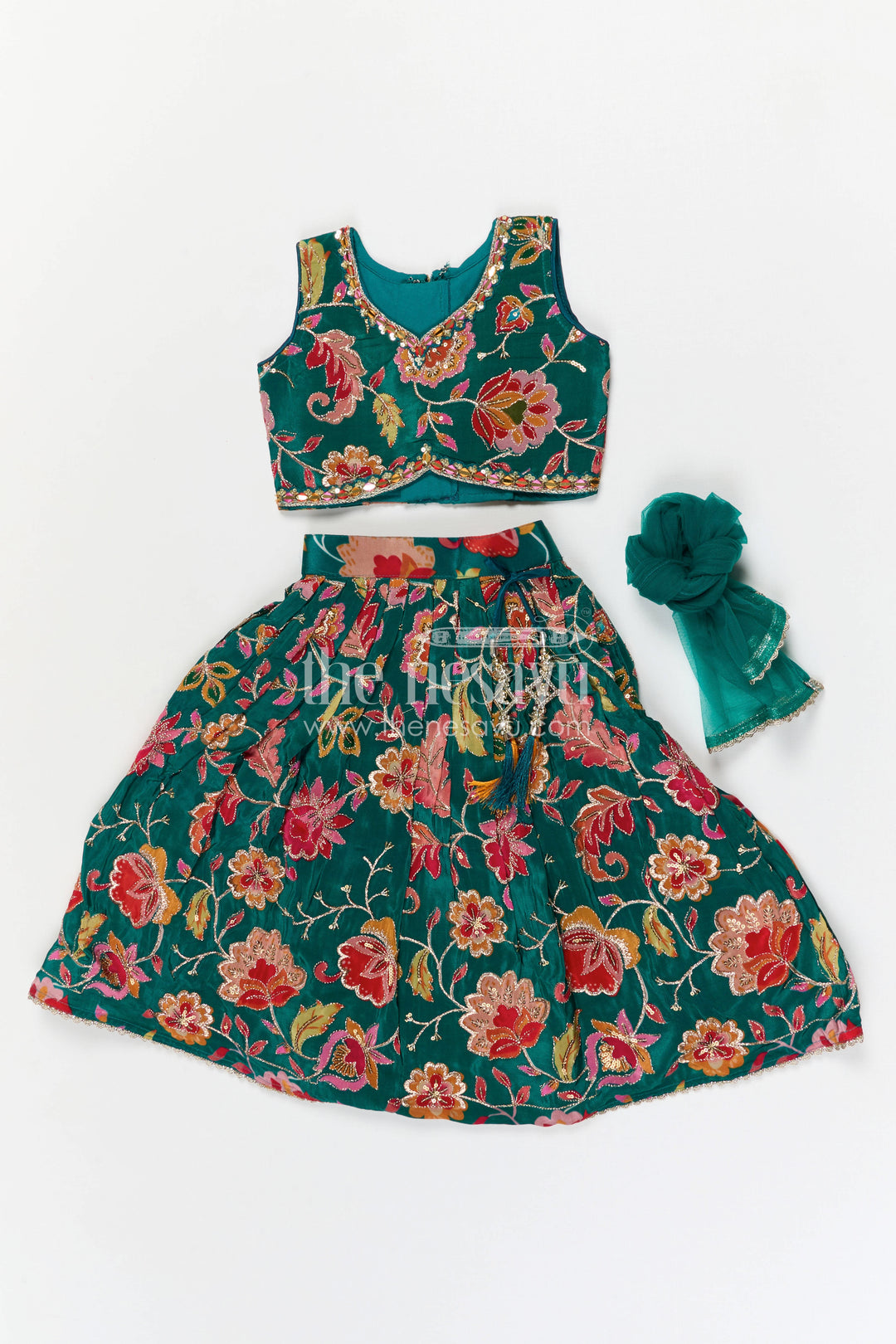 The Nesavu Girls Lehenga Choli Traditional Lehenga for Girls’ Wedding Celebrations Nesavu Nesavu girls lehenga choli for weddings with viscose blend silk and designer embroidery festive ethnic wear