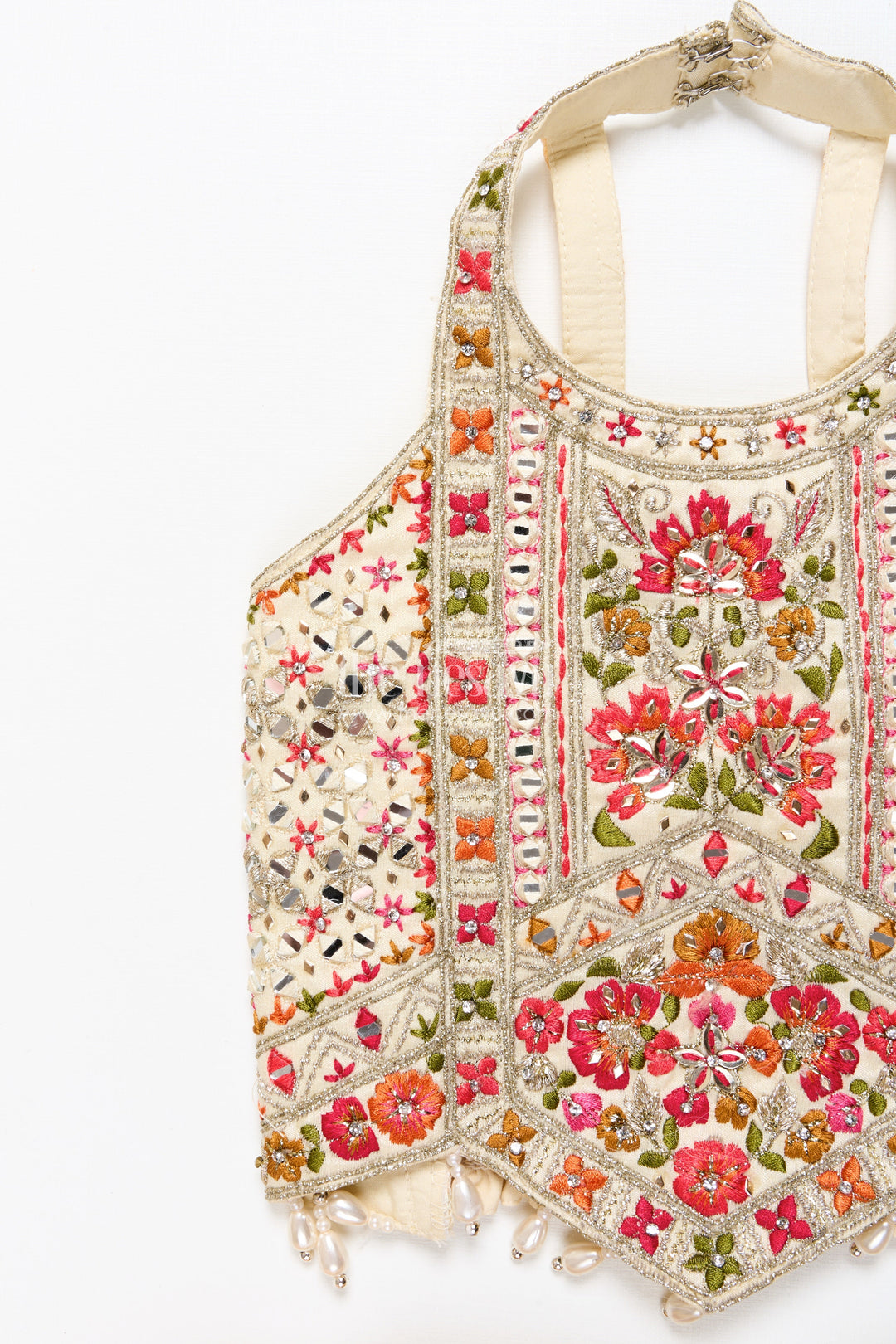 The Nesavu Girls Lehenga Choli Traditional Lehenga Set for Toddler Girl for Weddings and Navratri Nesavu Nesavu toddler girl lehenga choli halter blouse floral print Navratri functions