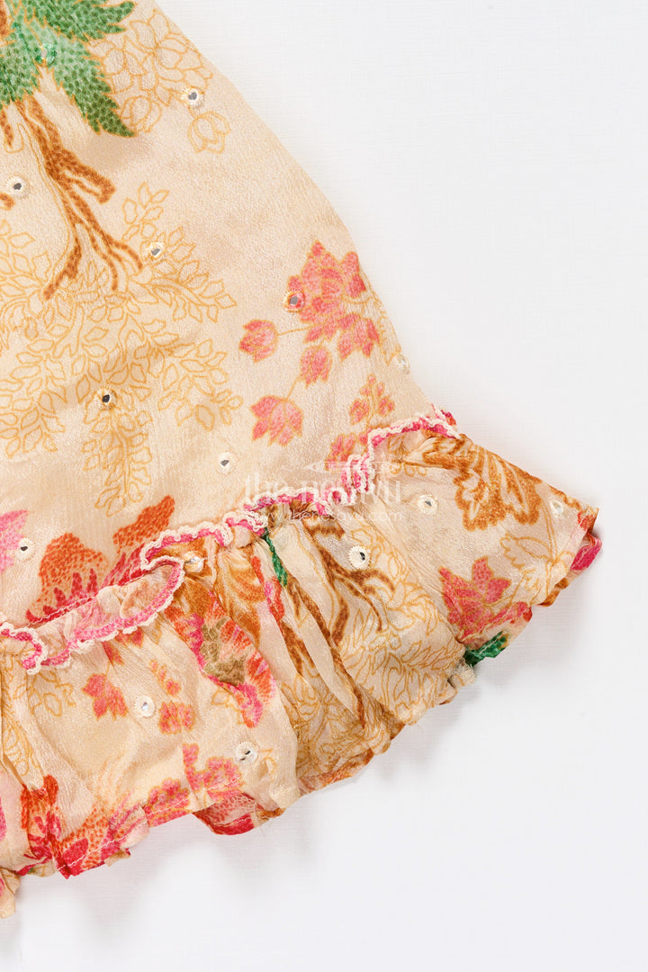 The Nesavu Girls Lehenga Choli Traditional Lehenga Set for Toddler Girl for Weddings and Navratri Nesavu Nesavu toddler girl lehenga choli halter blouse floral print Navratri functions