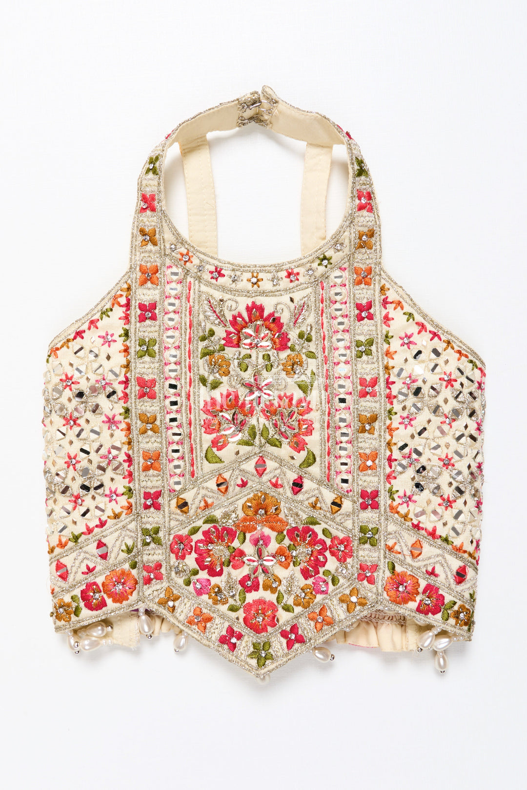 The Nesavu Girls Lehenga Choli Traditional Lehenga Set for Toddler Girl for Weddings and Navratri Nesavu Nesavu toddler girl lehenga choli halter blouse floral print Navratri functions