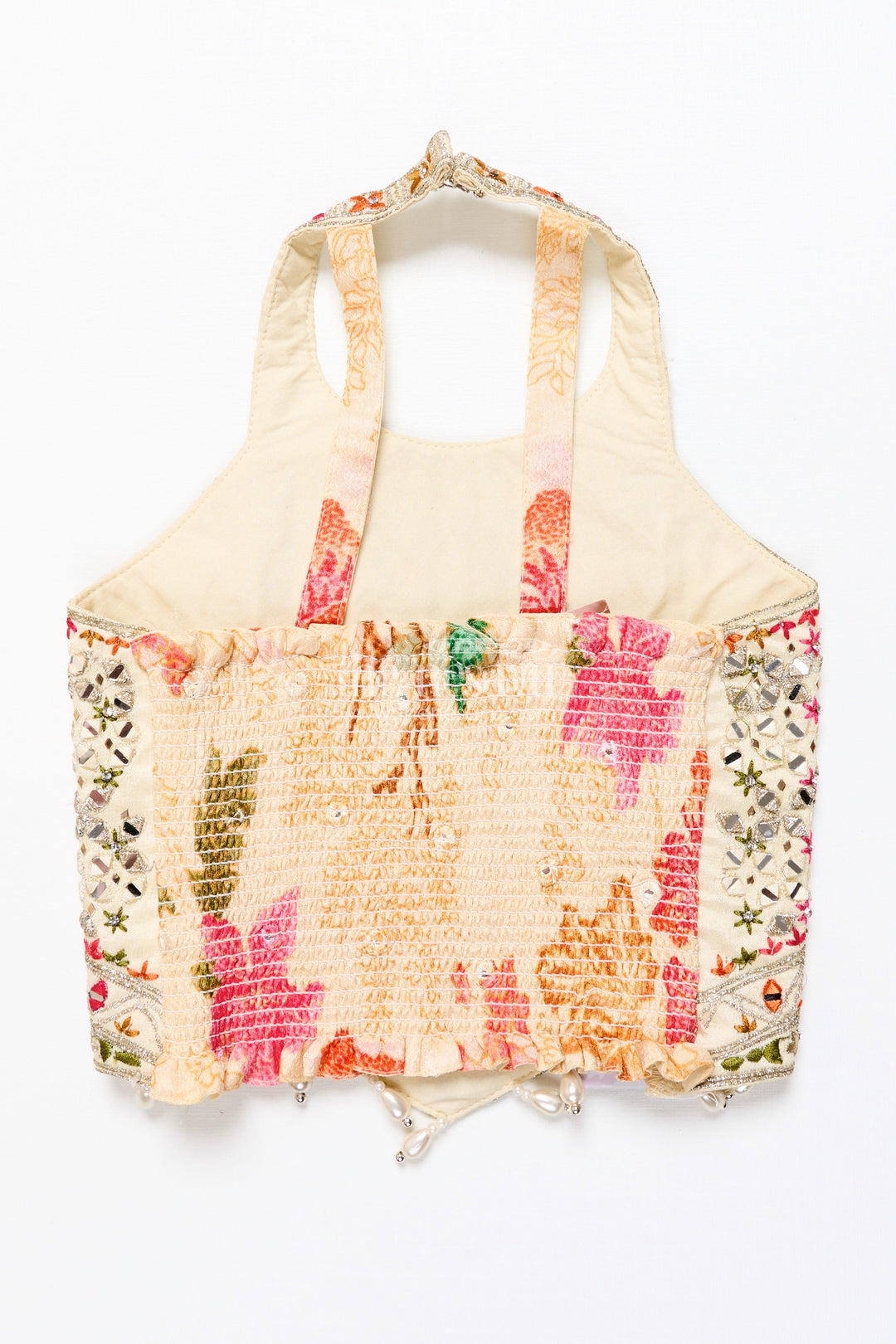 The Nesavu Girls Lehenga Choli Traditional Lehenga Set for Toddler Girl for Weddings and Navratri Nesavu Nesavu toddler girl lehenga choli halter blouse floral print Navratri functions