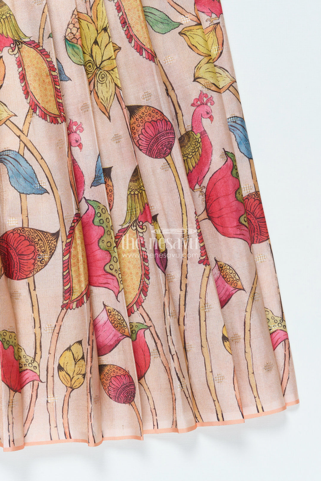 The Nesavu Pattu Pavadai Traditional Pattu Pavadai for Baby Girls for Festive Wear and Gifting Nesavu Nesavu baby girl traditional pattu pavadai lotus motif skirt puff sleeve blouse